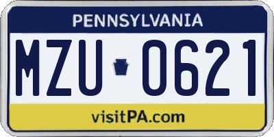 PA license plate MZU0621