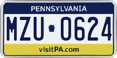 PA license plate MZU0624