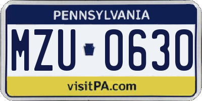 PA license plate MZU0630