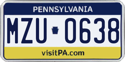 PA license plate MZU0638