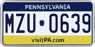 PA license plate MZU0639