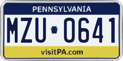 PA license plate MZU0641