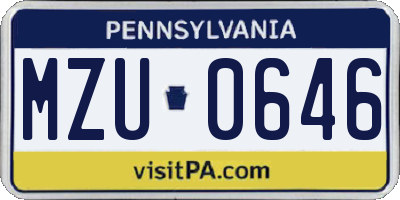 PA license plate MZU0646