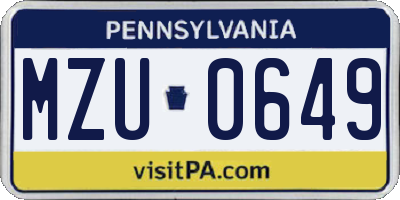 PA license plate MZU0649