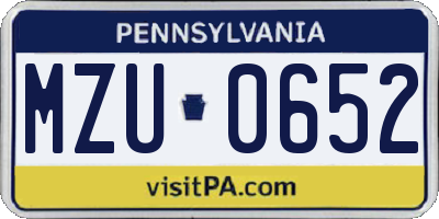 PA license plate MZU0652