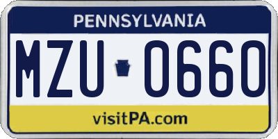 PA license plate MZU0660