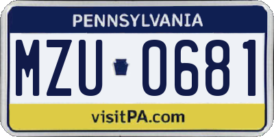 PA license plate MZU0681