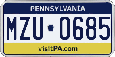PA license plate MZU0685