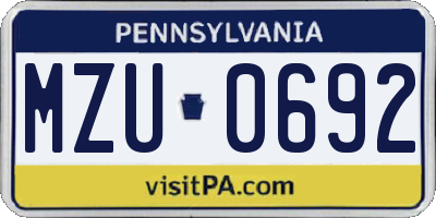 PA license plate MZU0692