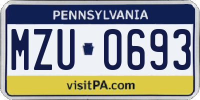 PA license plate MZU0693