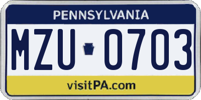 PA license plate MZU0703