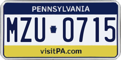 PA license plate MZU0715