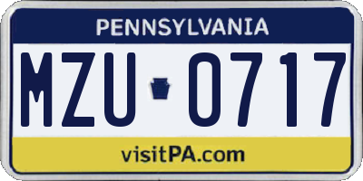 PA license plate MZU0717