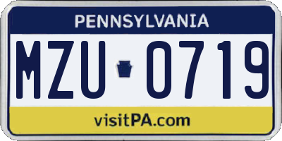 PA license plate MZU0719