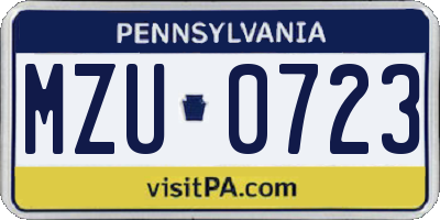 PA license plate MZU0723