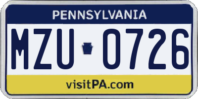 PA license plate MZU0726