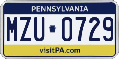 PA license plate MZU0729
