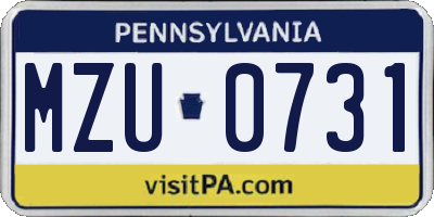 PA license plate MZU0731