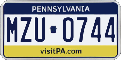 PA license plate MZU0744