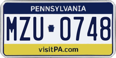 PA license plate MZU0748