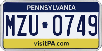 PA license plate MZU0749