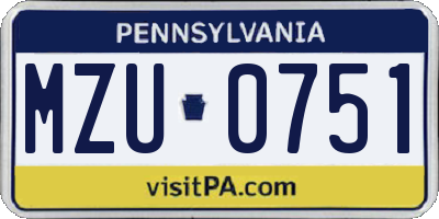 PA license plate MZU0751