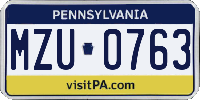 PA license plate MZU0763