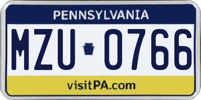 PA license plate MZU0766