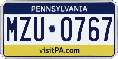 PA license plate MZU0767