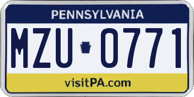 PA license plate MZU0771