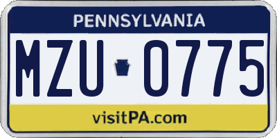 PA license plate MZU0775