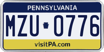PA license plate MZU0776