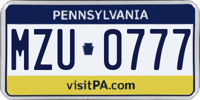 PA license plate MZU0777