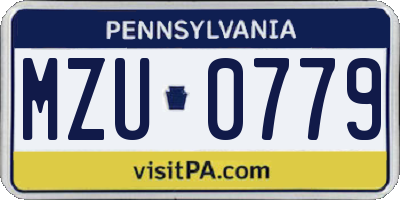 PA license plate MZU0779