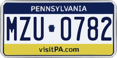 PA license plate MZU0782