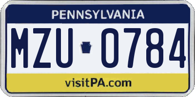PA license plate MZU0784
