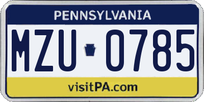 PA license plate MZU0785