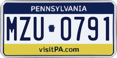 PA license plate MZU0791