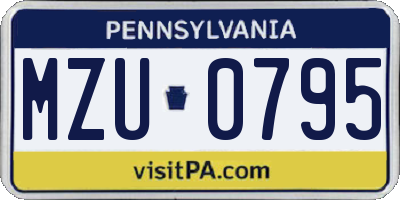PA license plate MZU0795