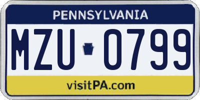 PA license plate MZU0799