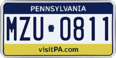 PA license plate MZU0811