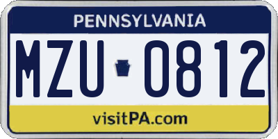 PA license plate MZU0812