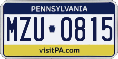 PA license plate MZU0815