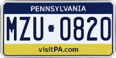 PA license plate MZU0820