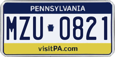 PA license plate MZU0821