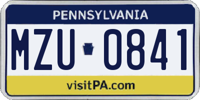 PA license plate MZU0841