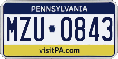 PA license plate MZU0843