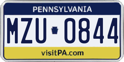 PA license plate MZU0844
