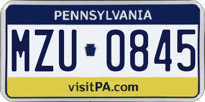 PA license plate MZU0845