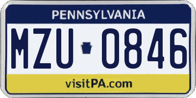 PA license plate MZU0846